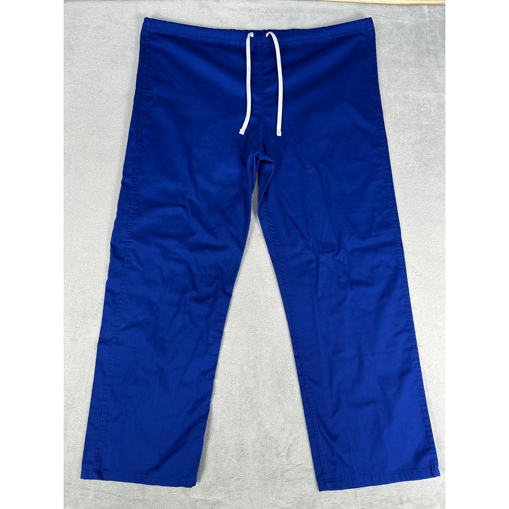 Unbranded Scrub Pants Unisex XL Blue Drawstring Straight Leg Medical Uniform